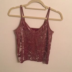 Pink shimmery velvet tank top